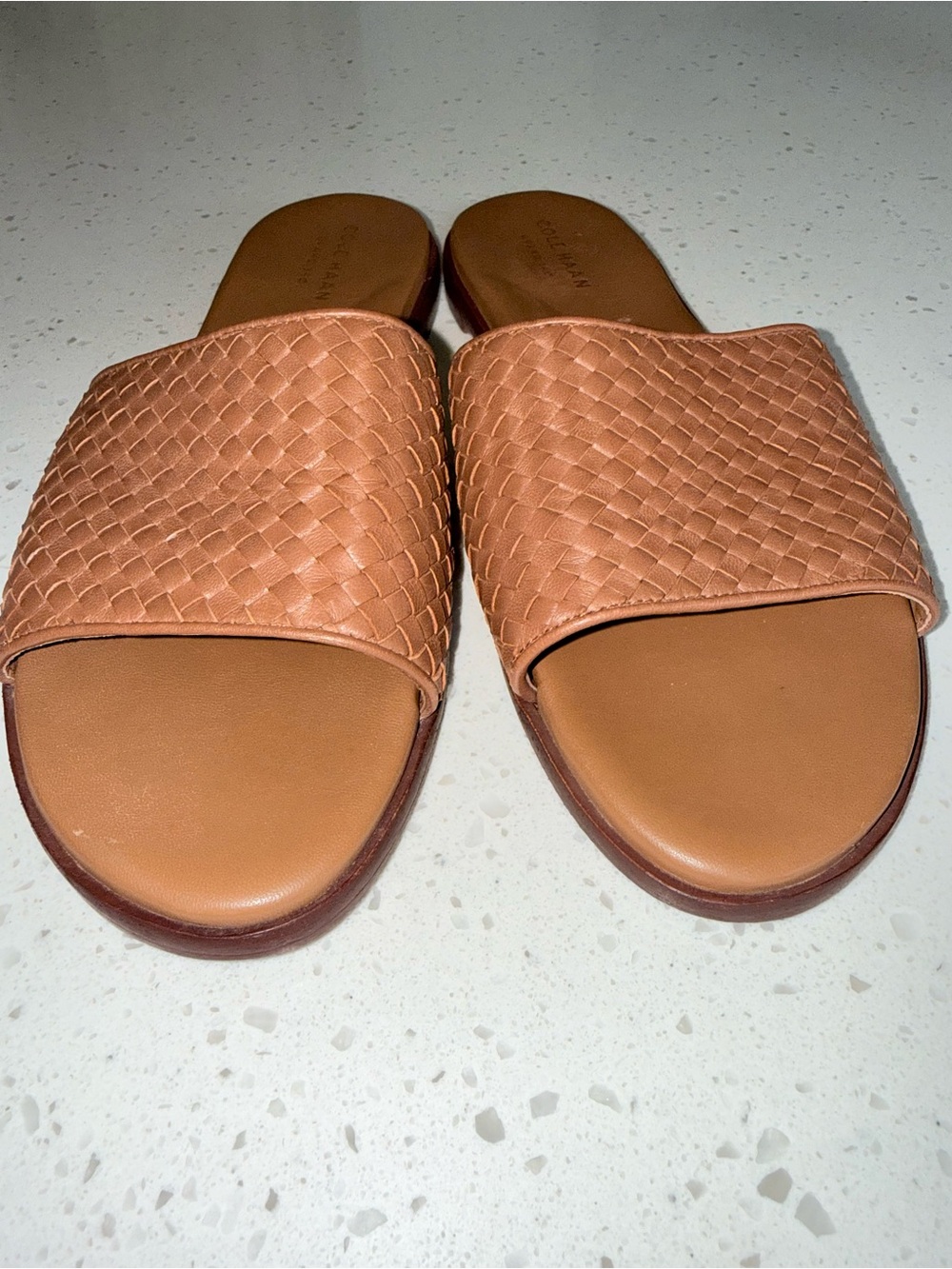 Cole Haan Woven Leather Slide Sandals in Cognac - Picture 3 of 9